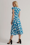 Синее платье на запах с цветочным принтом  2 - интернет-магазин Natali Bolgar