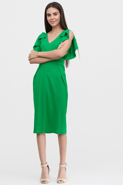 Платье зеленого цвета с рукавами-крылышками  – Natali Bolgar