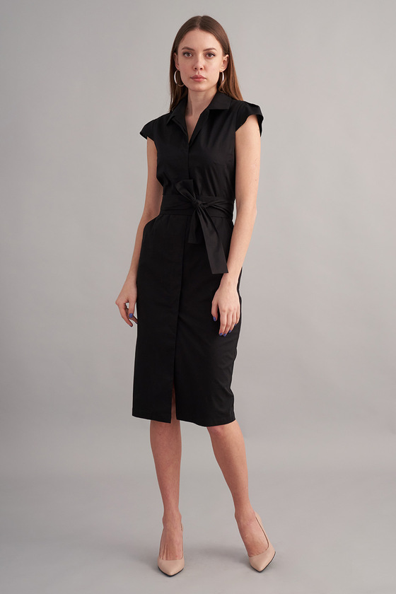 Платье-рубашка из хлопка черного цвета 1 - интернет-магазин Natali Bolgar