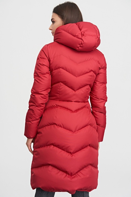 Пальто-пуховик с капюшоном красного цвета 2 - интернет-магазин Natali Bolgar