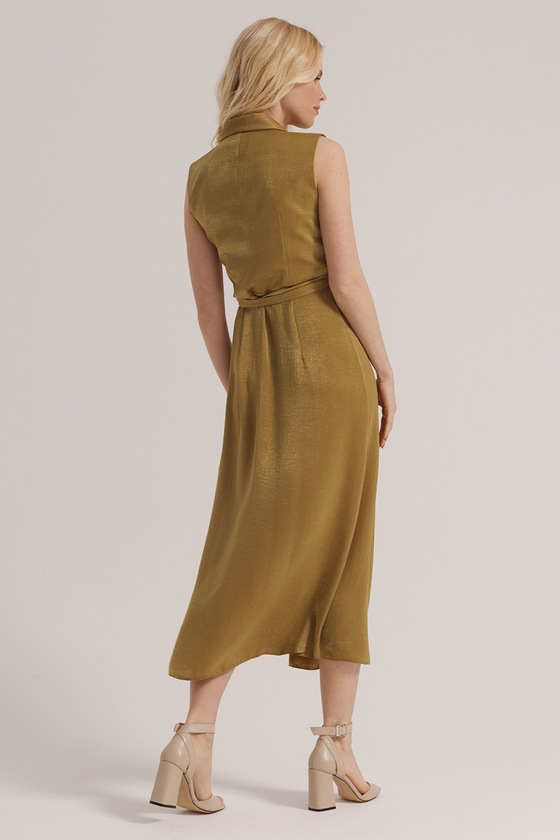 Платье оливкового цвета на запах  3 - интернет-магазин Natali Bolgar