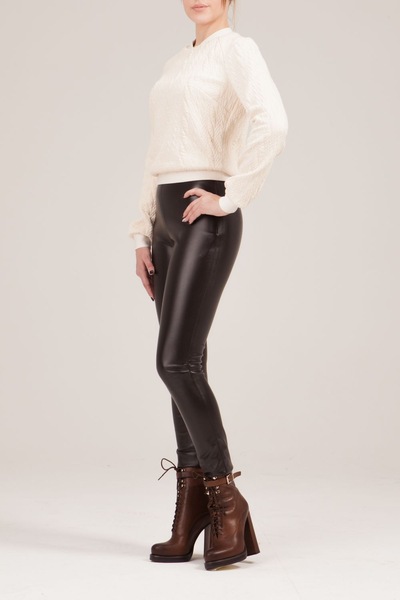 Кожаные брюки шоколадного оттенка  – Natali Bolgar