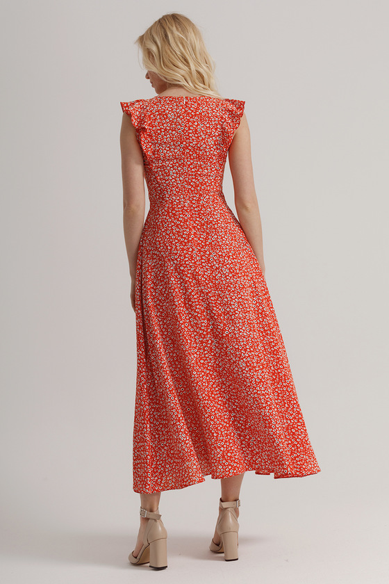 Длинное красное платье с цветочным принтом  3 - интернет-магазин Natali Bolgar