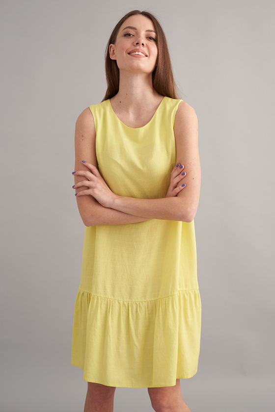 Желтое платье с рюшем 1 - интернет-магазин Natali Bolgar