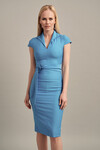 Платье-футляр ярко-голубого цвета с декоративным поясом 1 - интернет-магазин Natali Bolgar