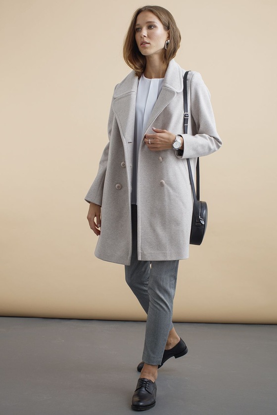 Двубортное пальто бежевого цвета - интернет-магазин Natali Bolgar