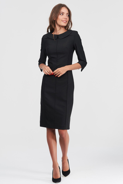 Платье-футляр с отложным воротником черного цвета  – Natali Bolgar