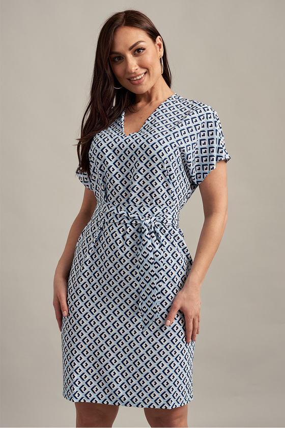 Платье с мелким геометрическим принтом с V-образным вырезом 3 - интернет-магазин Natali Bolgar