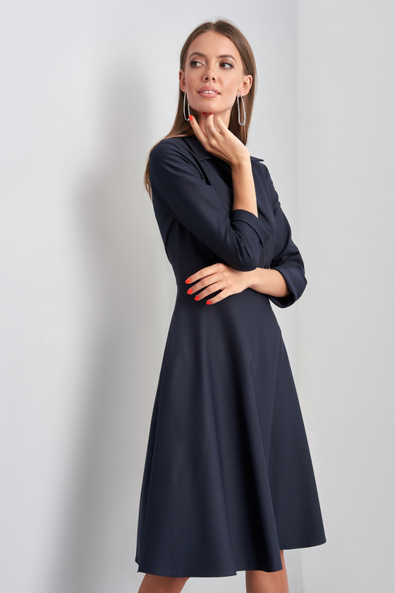 Платье темно-синего цвета с драпировкой 3 - интернет-магазин Natali Bolgar