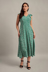 Длинное зеленое платье с цветочным принтом 1 - интернет-магазин Natali Bolgar
