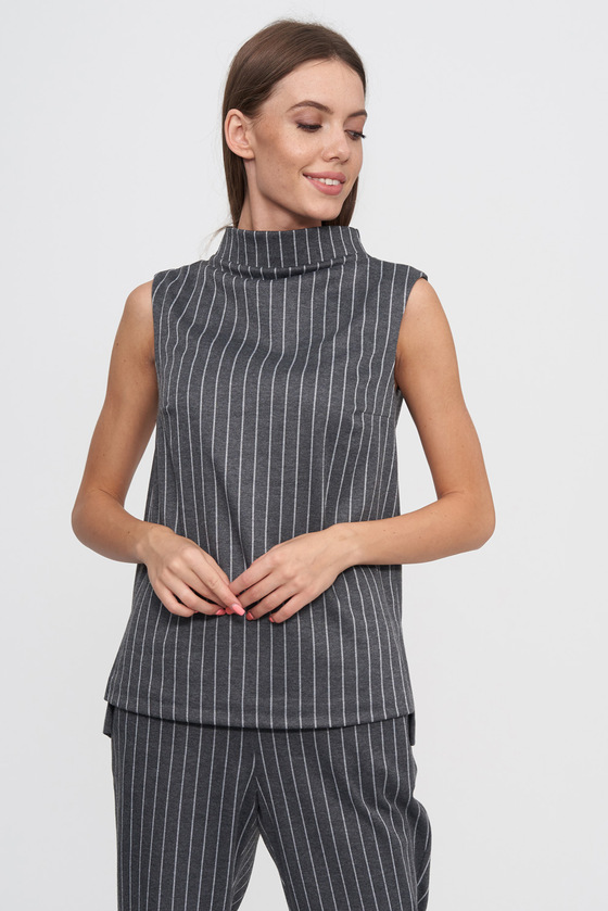 Блуза серого цвета в мелкую полоску 2 - интернет-магазин Natali Bolgar