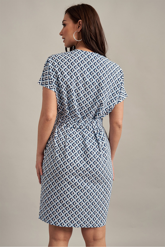 Платье с мелким геометрическим принтом с V-образным вырезом 2 - интернет-магазин Natali Bolgar