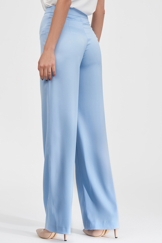 Широкі штани з атласу блакитного кольору 3 - интернет-магазин Natali Bolgar