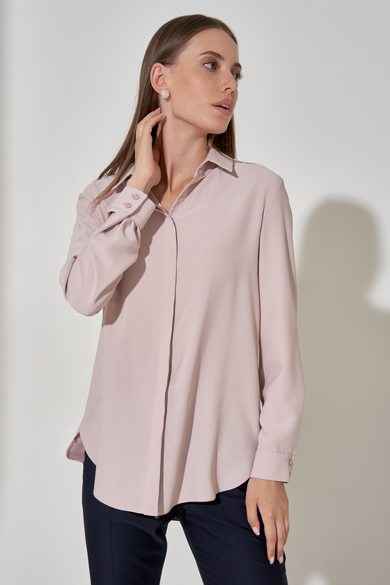 Свободная блуза пудрового цвета с длинным рукавом 1 - интернет-магазин Natali Bolgar