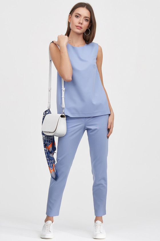 Укороченные брюки голубого цвета 4 - интернет-магазин Natali Bolgar