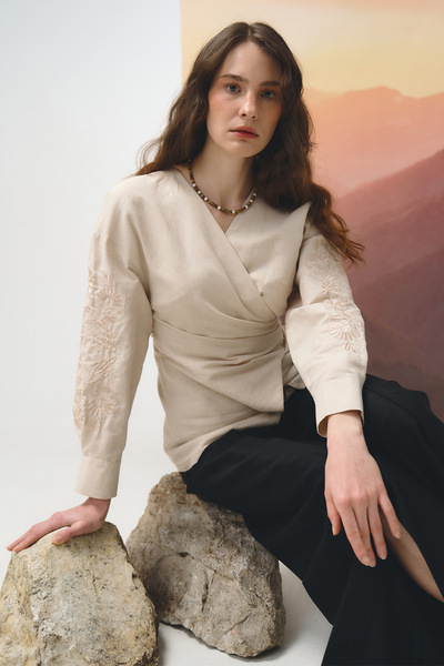 Льняна сорочка з етнічною вишивкою  – Natali Bolgar