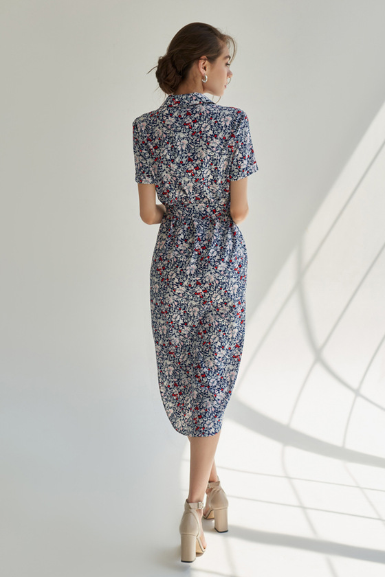 Платье-рубашка с мелким цветочным принтом 5 - интернет-магазин Natali Bolgar