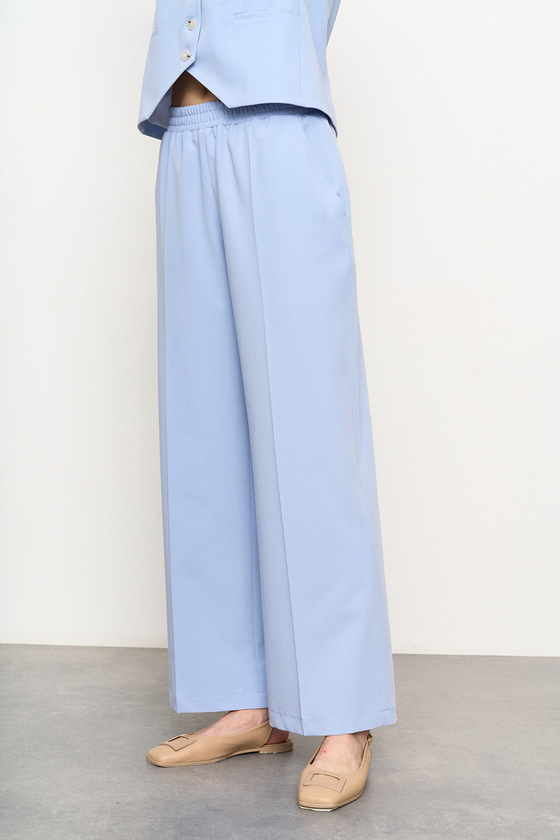 Голубые брюки с эластичной талией 2 - интернет-магазин Natali Bolgar