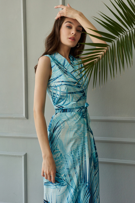 Платье с тропическим принтом на запах  1 - интернет-магазин Natali Bolgar