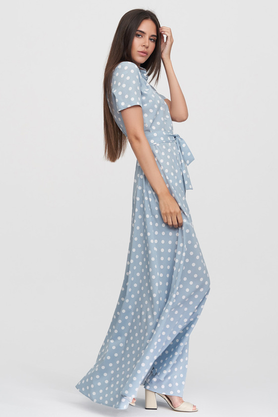 Платье-рубашка голубого цвета в горох 4 - интернет-магазин Natali Bolgar