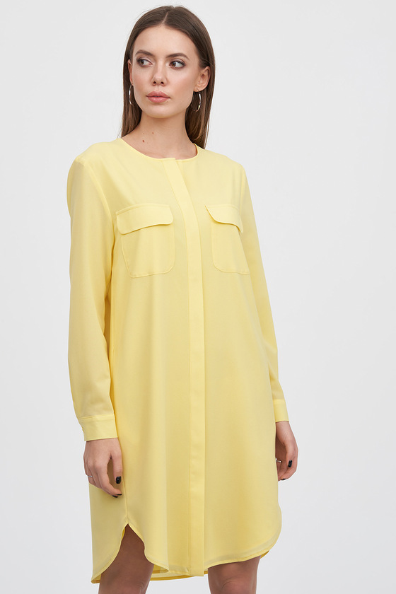 Платье рубашка желтого цвета с поясом 2 - интернет-магазин Natali Bolgar