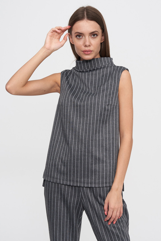 Блуза серого цвета в мелкую полоску - интернет-магазин Natali Bolgar