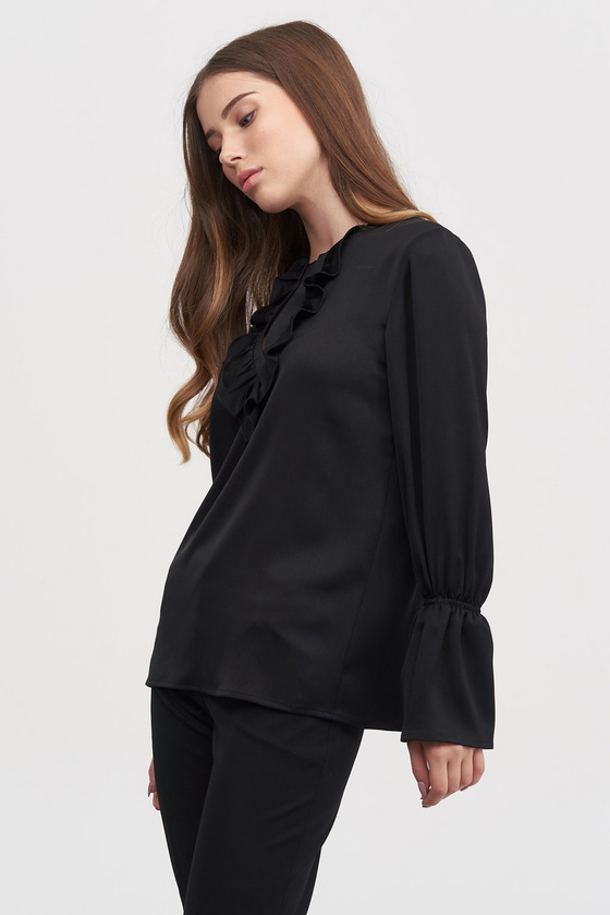 Блуза с рюшами черного цвета  3 - интернет-магазин Natali Bolgar