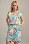 Голубое платье с цветочным принтом и асимметричным низом  1 - интернет-магазин Natali Bolgar