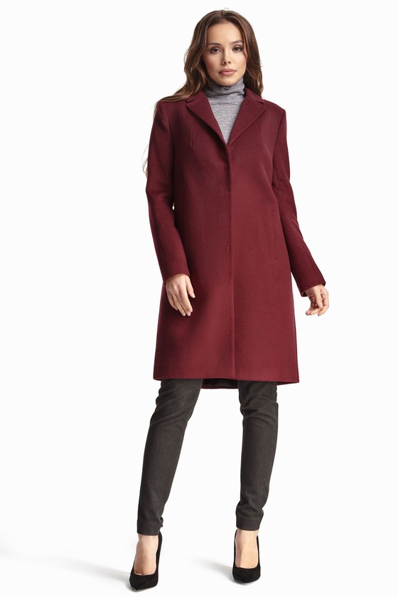 Прямое пальто бордового цвета 1 - интернет-магазин Natali Bolgar