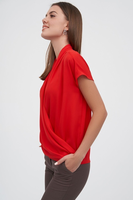 Блуза на запах красного цвета 2 - интернет-магазин Natali Bolgar