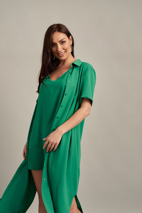 Платье-рубашка зеленого цвета 6 - интернет-магазин Natali Bolgar