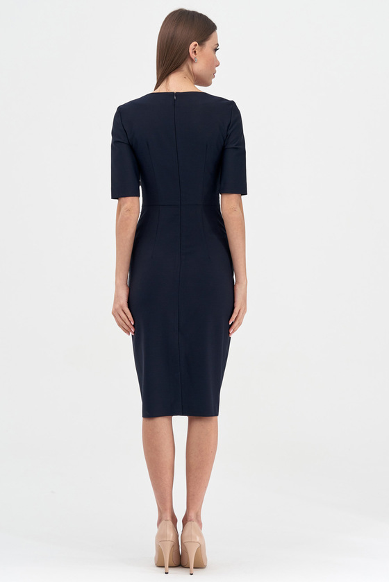 Платье-футляр темно-синего цвета  с отделкой 2 - интернет-магазин Natali Bolgar