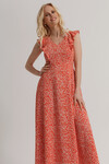 Длинное красное платье с цветочным принтом  2 - интернет-магазин Natali Bolgar