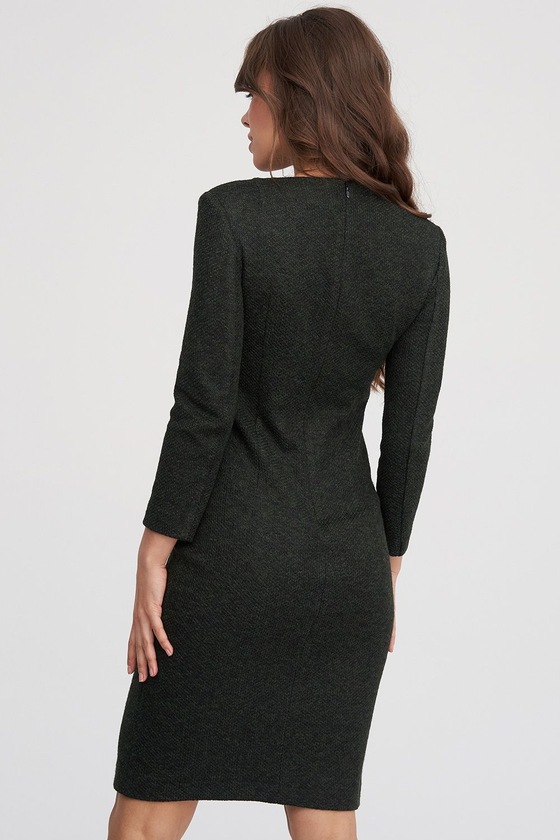 Трикотажное платье из фактурной ткани темно-зеленого цвета 2 - интернет-магазин Natali Bolgar