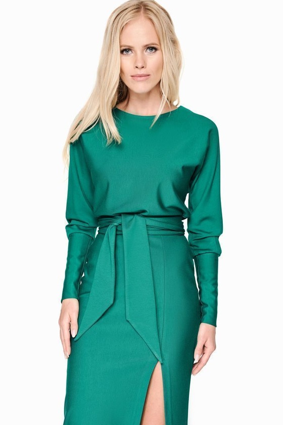 Платье с поясом изумрудного цвета 2 - интернет-магазин Natali Bolgar