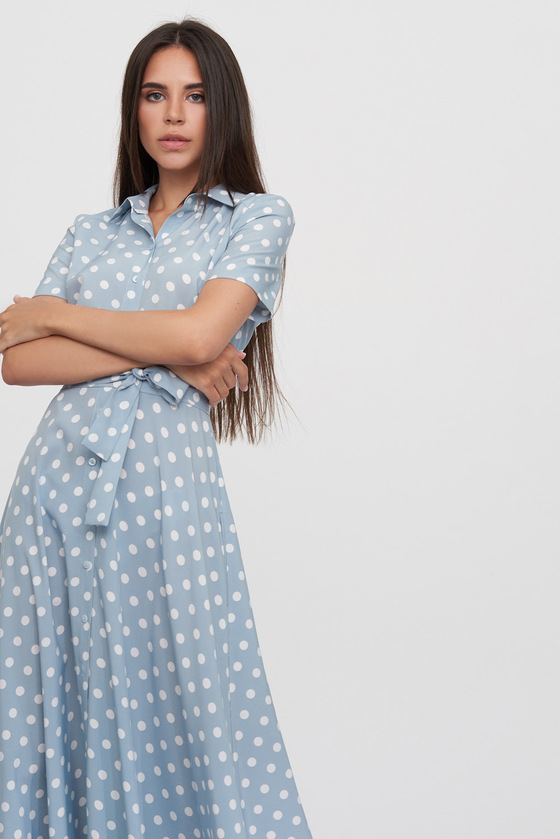 Платье-рубашка голубого цвета в горох 3 - интернет-магазин Natali Bolgar