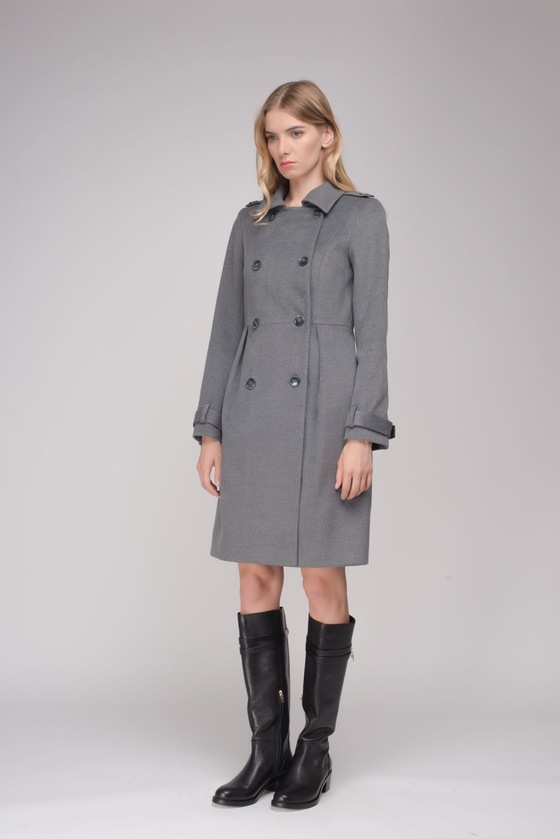 Двубортное пальто серого цвета 1 - интернет-магазин Natali Bolgar