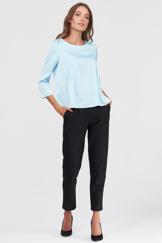 Блуза блакитного кольору з защипами 3 - интернет-магазин Natali Bolgar