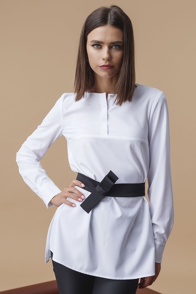 Удлиненная блуза белого цвета  – Natali Bolgar