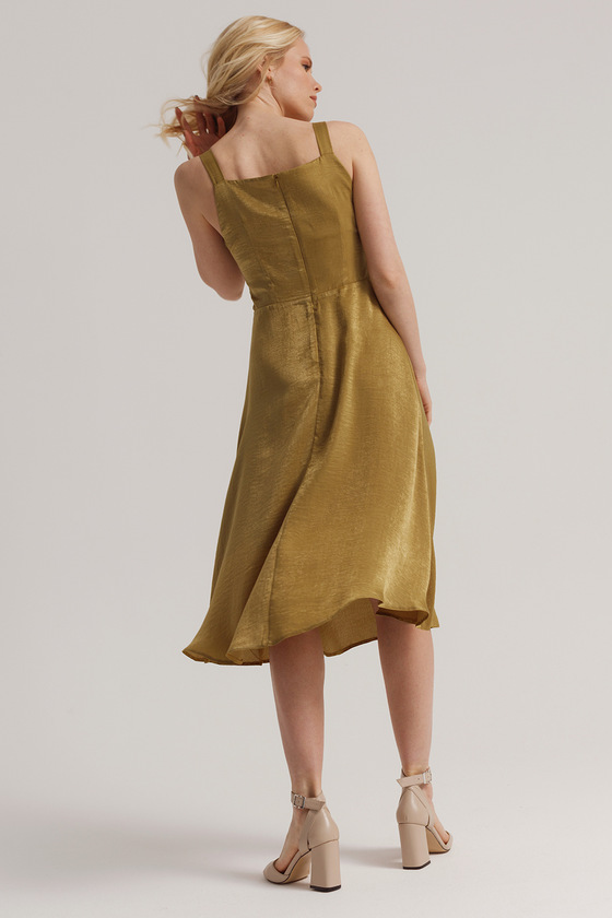 Платье оливкового цвета на бретелях  3 - интернет-магазин Natali Bolgar