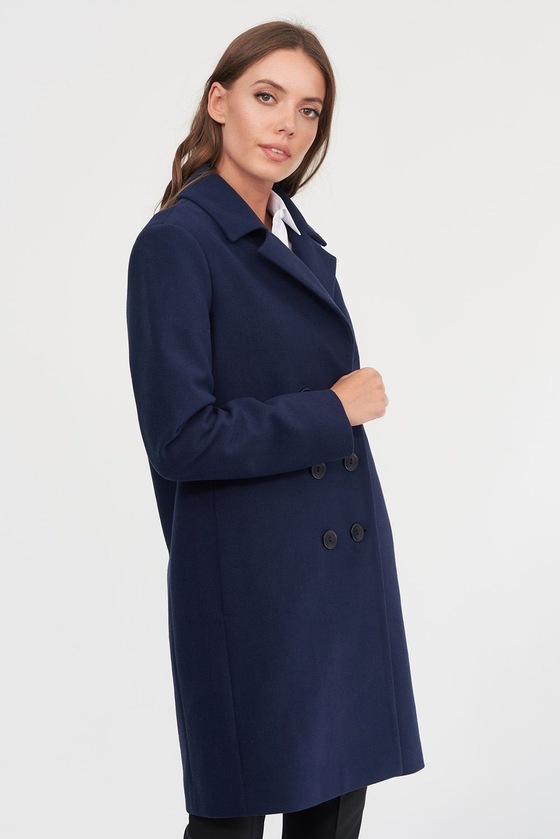 Двубортное пальто синего цвета 3 - интернет-магазин Natali Bolgar