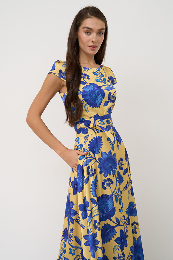 Maxi dress with Petrikovskaya painting 2 - интернет-магазин Natali Bolgar