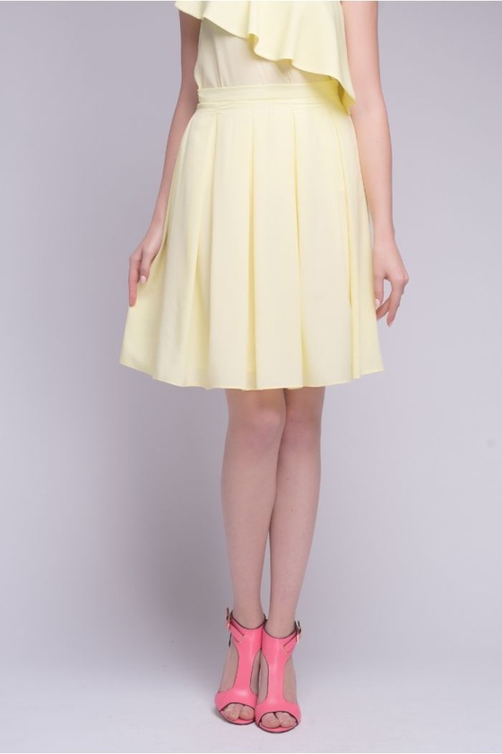 Юбка лимонного цвета со складками 1 - интернет-магазин Natali Bolgar