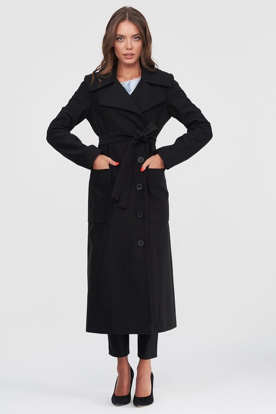 Классическое двубортное пальто черного цвета  3 - интернет-магазин Natali Bolgar