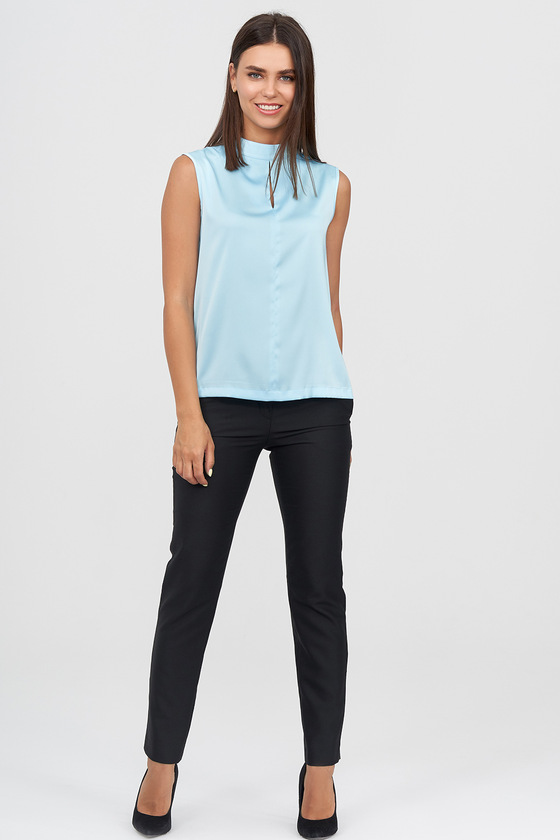 Шелковая блуза без рукавов голубого цвета 2 - интернет-магазин Natali Bolgar