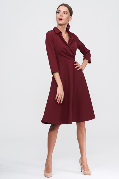 Платье бордового цвета с драпировкой  – Natali Bolgar