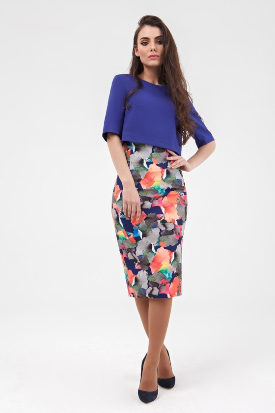 Короткая блуза сапфирового оттенка 2 - интернет-магазин Natali Bolgar