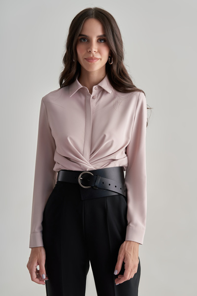 Свободная блуза пудрового цвета с длинным рукавом  – Natali Bolgar