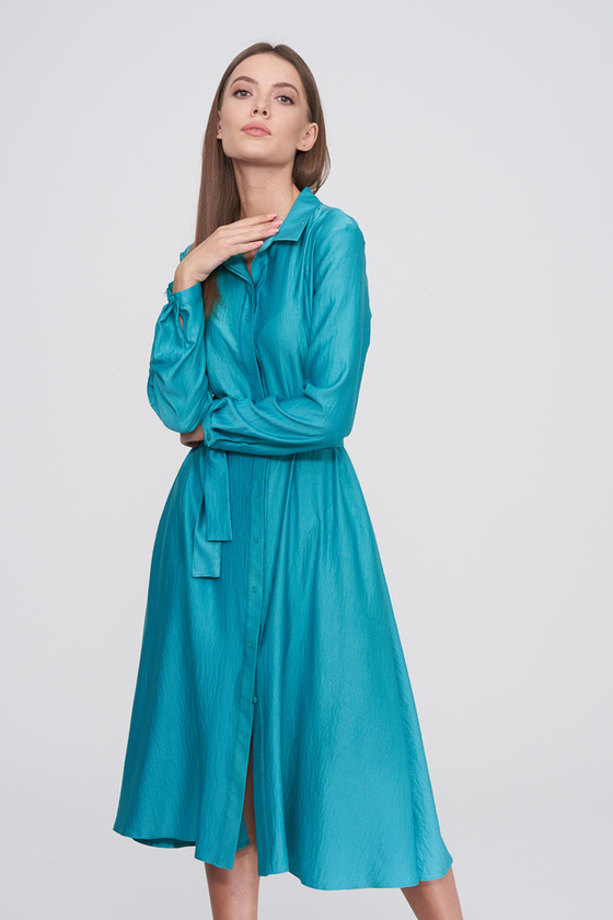 Сукня-сорочка кольору морської хвилі 1 - интернет-магазин Natali Bolgar