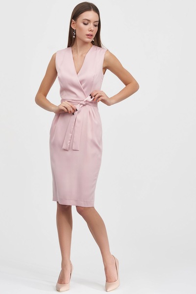 Платье-футляр из атласа розового цвета  – Natali Bolgar